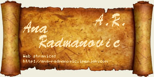 Ana Radmanović vizit kartica